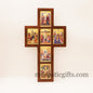 The Life of Jesus Big cross decorated with high quality iconographic silkscreens with hagiographic gold depicting, on Cross carved wood