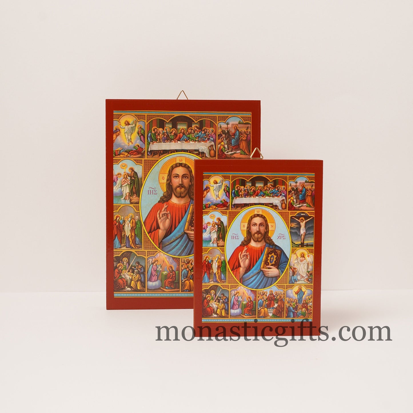 The Life of Jesus - Neoclassical Wooden Icon, gift for believer, Our Lord 's life frame, Christian home gift