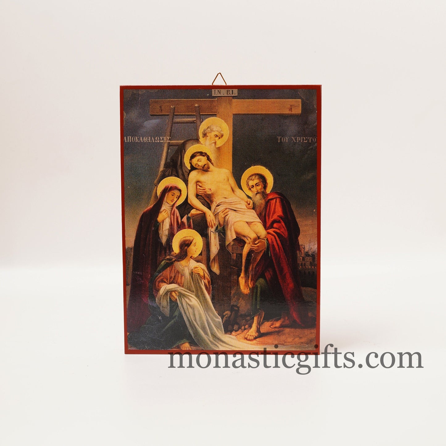 Descent from the Cross, Deposition of Christ - Neoclassical Wooden Icon, gift for believer, Our Lord 's life frame, Christian home gift