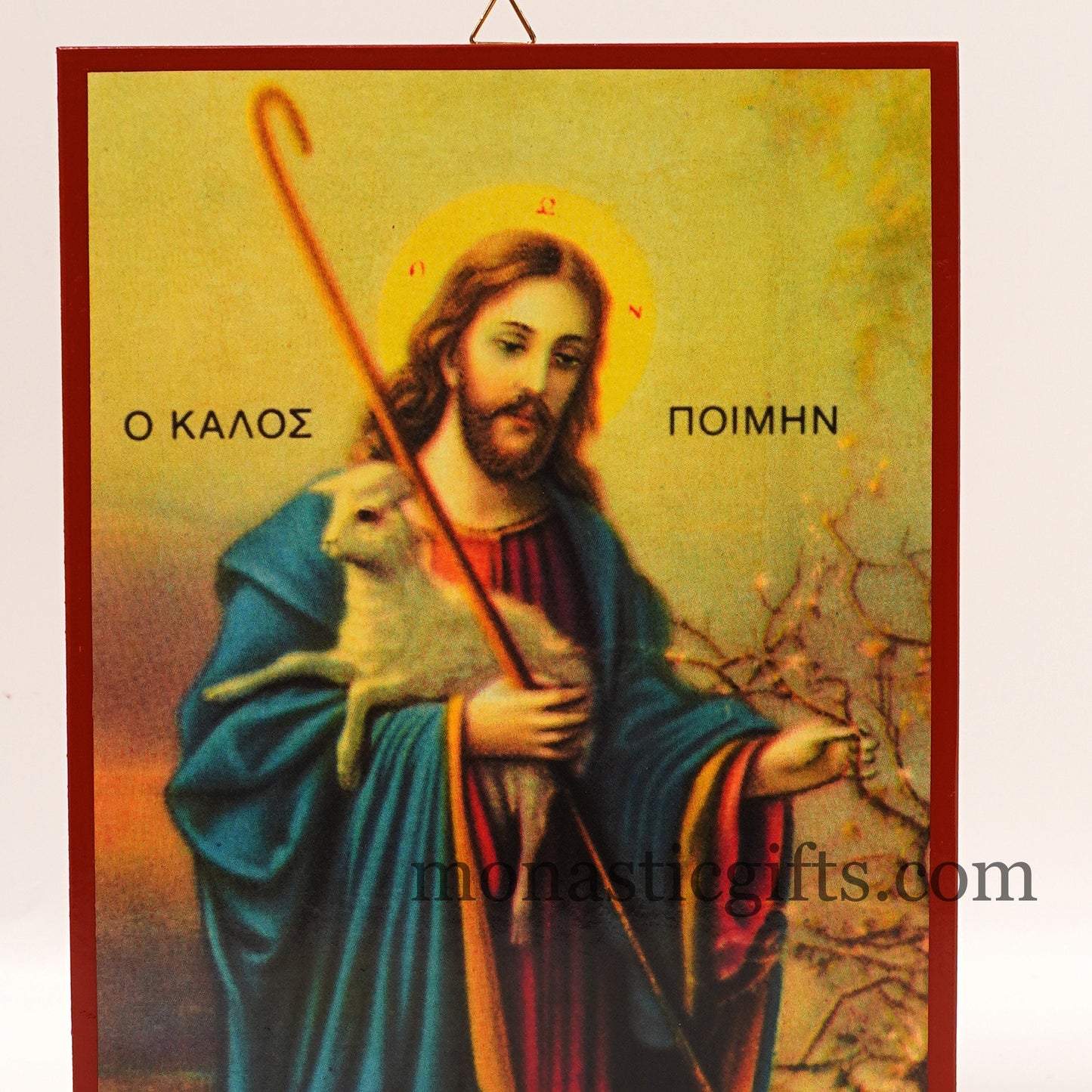 Jesus Christ, the Good Shepherd - Neoclassical Wooden Icon, gift for believer, Our Lord 's life frame, Christian home gift