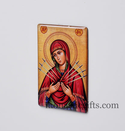 Fridge magnet with Byzantine icons of Virgin mary ,The Theotokos - decorative flexible magnets with amazing guality..