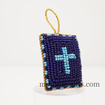 Christian traditional amulet with beads and gold thread Rectangular pendant  ,Filakto Οrthodox,Catholic Gift, very beautiful like jewl