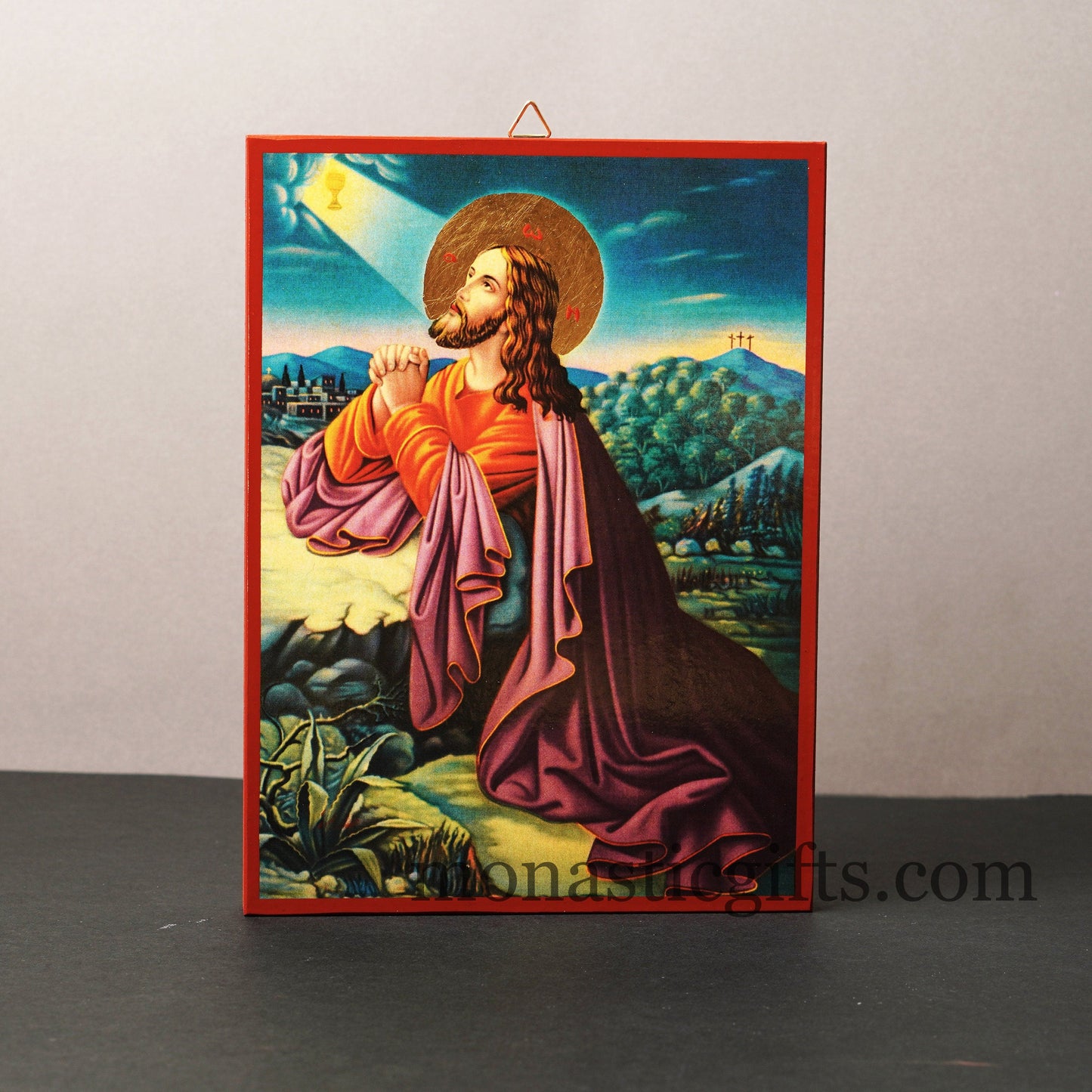 Jesus Christ the Prayer in the garden of Gethsemane- Neoclassical Wooden Icon, gift for believer, Our Lord 's life frame,Christian home gift