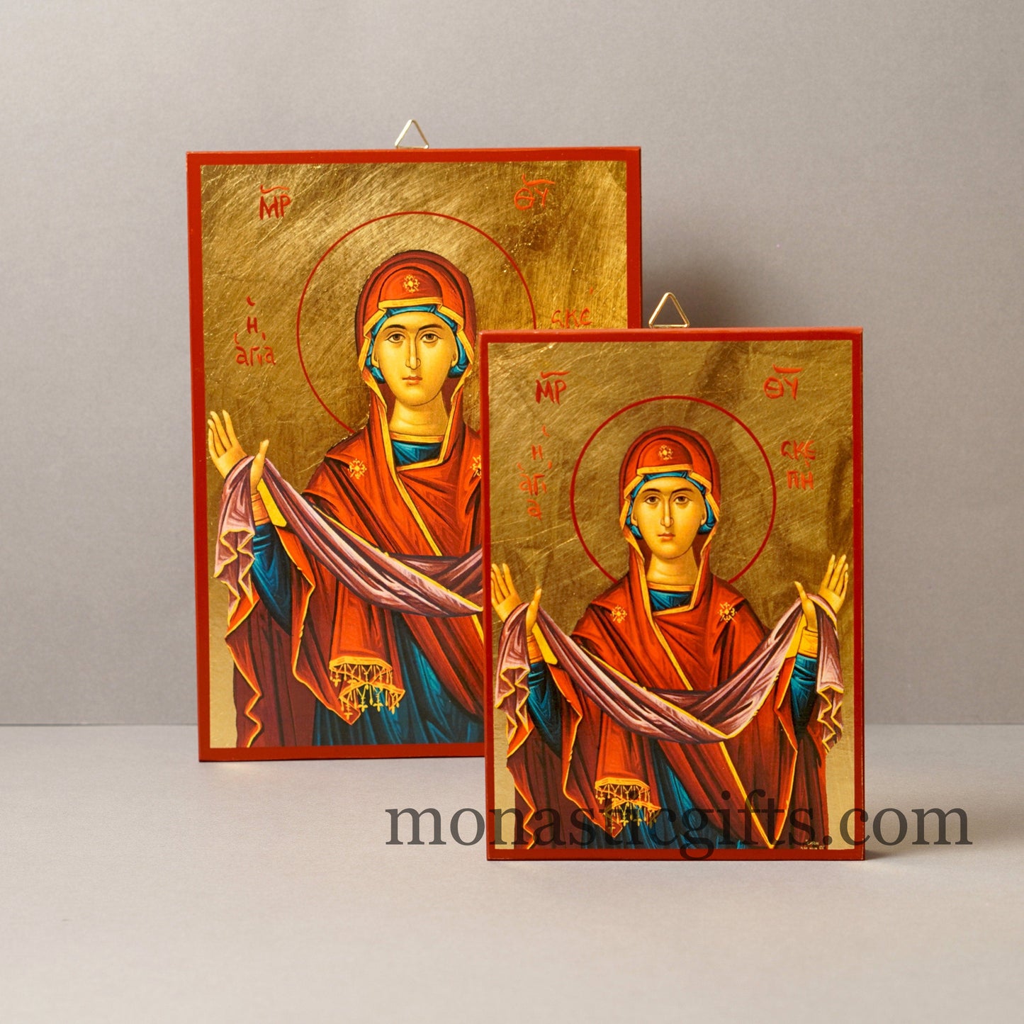 Virgin Holy Protection Skepe (Skepi), Orthodox icon , Byzantine icon of our Lord , art wall hanging on wood plaque amazing idea for gift.