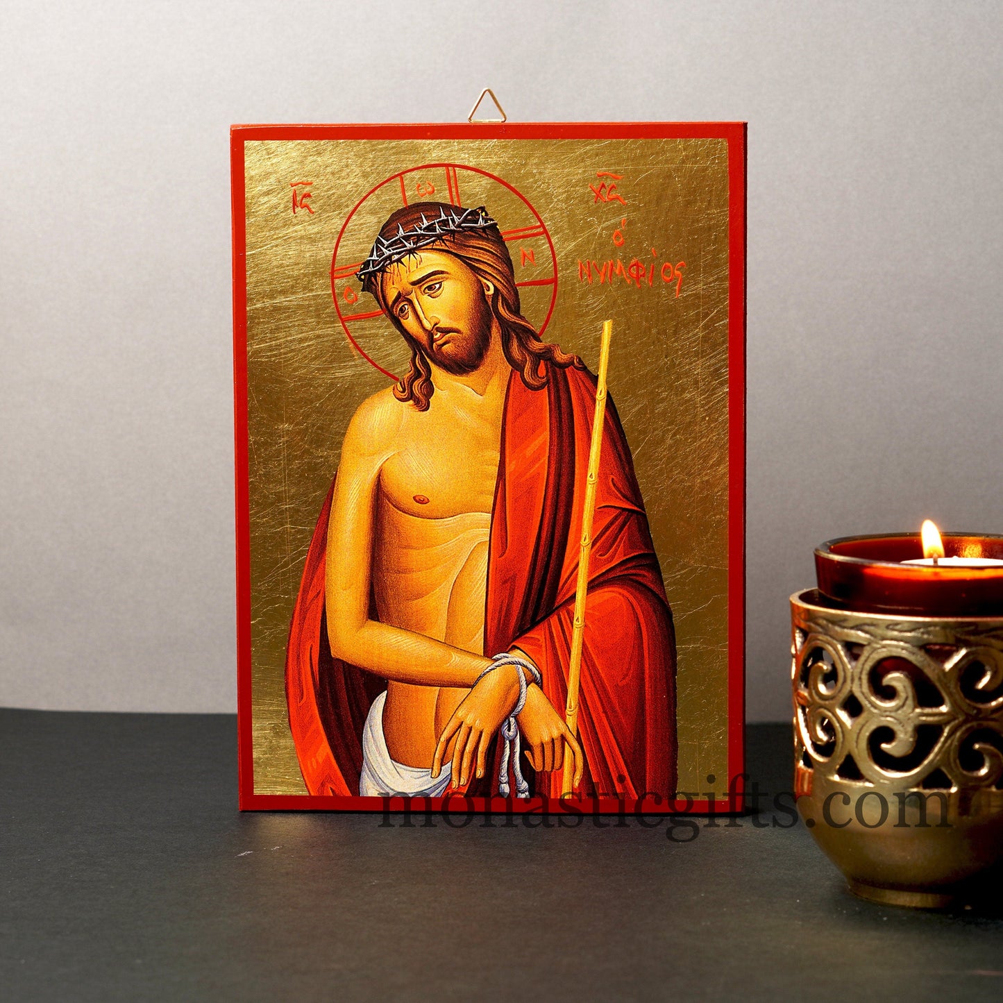 Jesus Christ the Bridegroom (Nymfios), Orthodox icon , Byzantine icon of our Lord , art wall hanging on wood plaque amazing idea for gift.