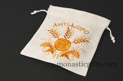 Embroidered Cotton Cloth Pouch for Prosphora, bread pouch , decorated with orthodox ICXC  Embroideries. Orthodox CommunionAntidoron.