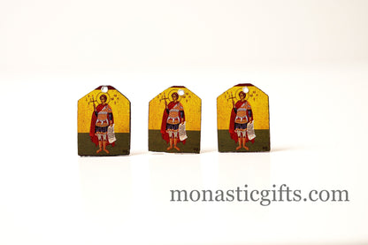 Tiny icon Saint Phanourios (Fanourios) 3pcs - Wood  Byzantine Christian  Tiny Orthodox Icon amazing idea to make orthodox Christians gifts