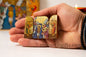 Small  Triptych wooden Icon with Baptism of Jesus Christ by St John the Baptist and and the Holy Theotokos , Greek Orthodox Icon.