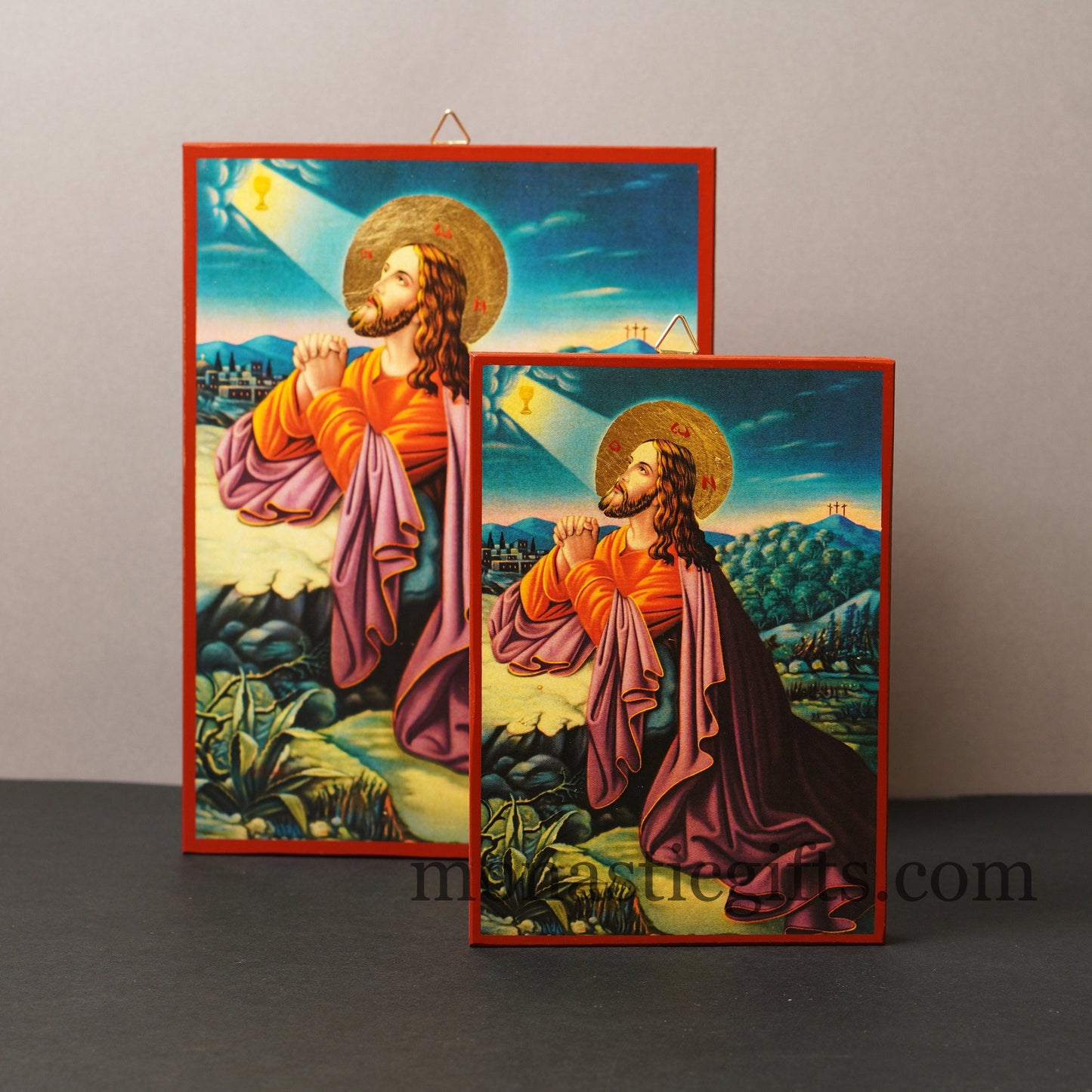 Jesus Christ the Prayer in the garden of Gethsemane- Neoclassical Wooden Icon, gift for believer, Our Lord 's life frame,Christian home gift