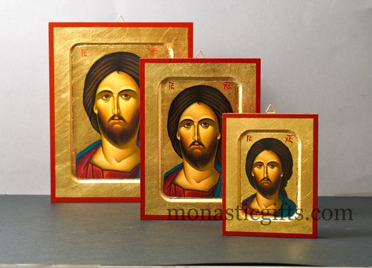 Jesus Christ Bust icon, Greek Orthodox icon of our Lord , art wall hanging on wood plaque amazing idea for orthodox gift, Father’s Day Gift.