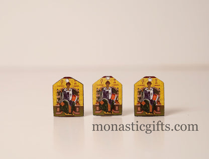 Tiny icon Saint Spyridon in Throne,  Σπυρίδον , 3pcs - Wood  Byzantine Christian  Tiny Orthodox Icon amazing idea to make orthodox gifts