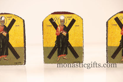 Tiny icon with Saint Andrew (Ανδρεας) 3pcs Byzantine Christian  Tiny Orthodox Icon amazing idea to make orthodox Christians gifts