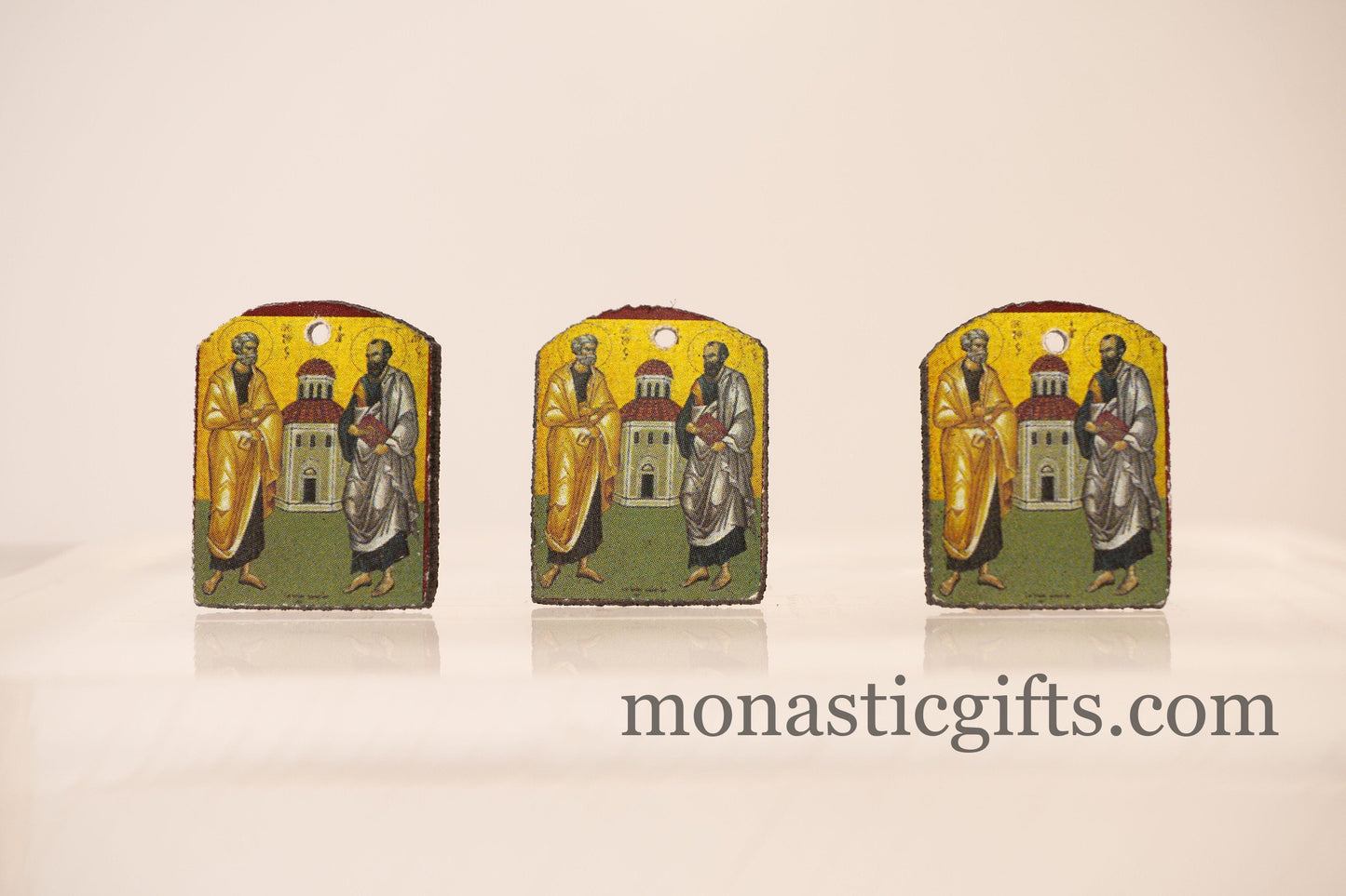 Tiny icon with Apostle Peter and Paul (Πετρος κ Παυλος) 3pcs Byzantine  Tiny Orthodox Icon amazing idea to make orthodox Christians gifts