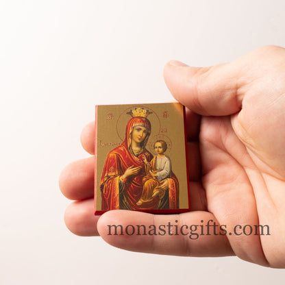 Small Wooden Orthodox icon with amazing details of Virgin Mary  In Golden leaf, wall hanging amazing idea for orthodox gift.