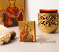 Small Wooden Orthodox icon with amazing details of Virgin Mary  In Golden leaf, wall hanging amazing idea for orthodox gift.