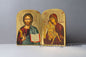 Diptych wooden Icon with the Jesus Christ  the Holy Theotokos , Greek Orthodox Icon , Home Decor,Orthodox Gift