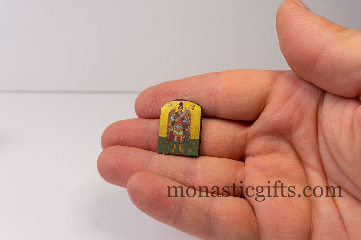 Tiny icon with Archangel Michael (Μιχαηλ)  3pcs Byzantine Christian  Tiny Orthodox Icon amazing idea to make orthodox Christians gifts