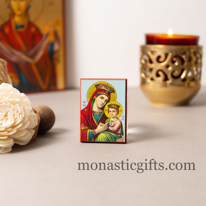 Small Wooden Orthodox icon with Virgin Mary and Jesus, Neoclassical icon , art wall hanging amazing idea for orthodox gift.