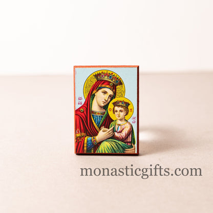 Small Wooden Orthodox icon with Virgin Mary and Jesus, Neoclassical icon , art wall hanging amazing idea for orthodox gift.