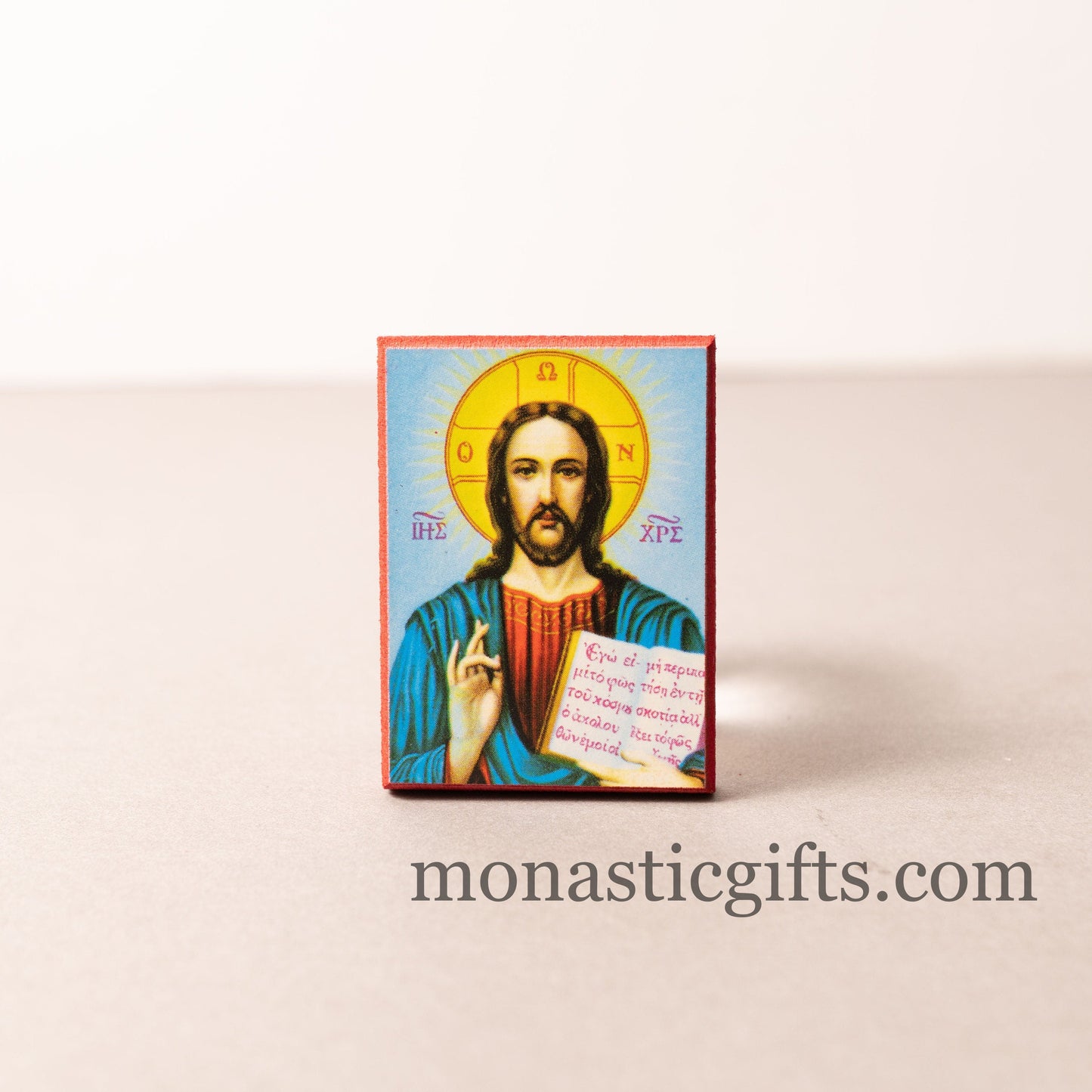 Small Wooden Orthodox icon with Jesus Christ , Neoclassical icon , art wall hanging amazing idea for orthodox gift.