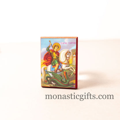 Small Wooden Orthodox icon with Saint George (Γεωργιος) , Neoclassical icon , art wall hanging amazing idea for orthodox gift.