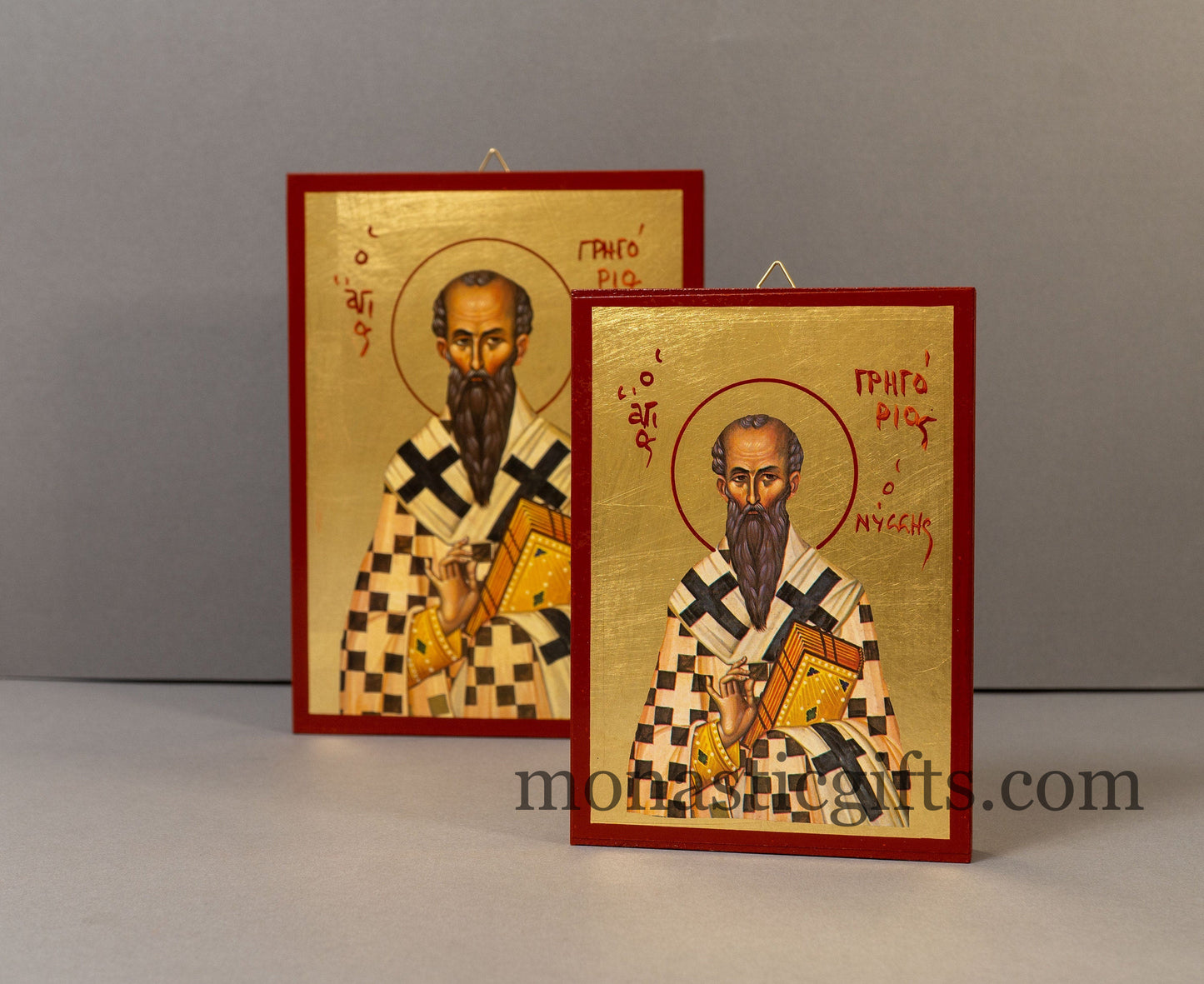 Saint Gregory icon of Nyssa, Orthodox icon , Byzantine icon of our Lord in Gold Leaves ,wall hanging on wood plaque amazing idea for gift.