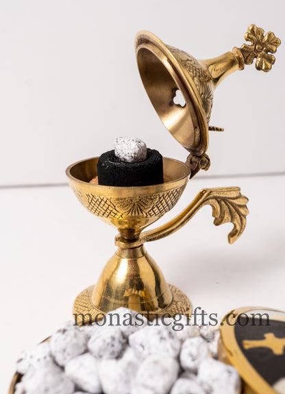 Small Brass Incense Burner  , Handmade Burner with handle Christian Artefact With free Gifts