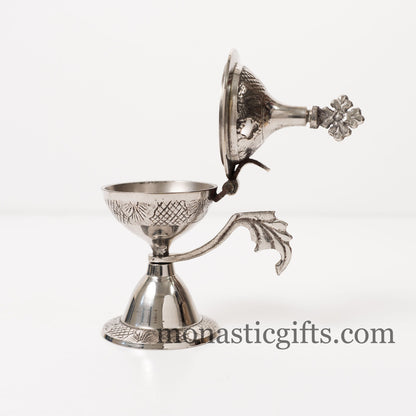 Small Brass (Nickel plated) Incense Burner  ,Handmade Burner with handle Christian Artefact With free Gifts