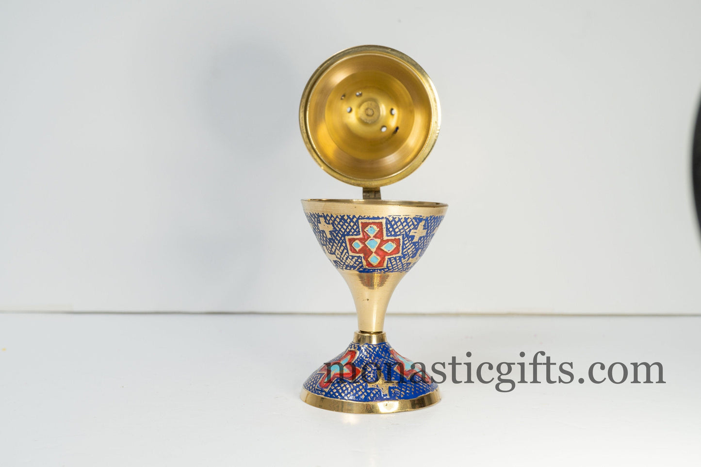 Brass Incense Burner with Purple and Red enamel coating, (250gr) Handmade - With free Gifts