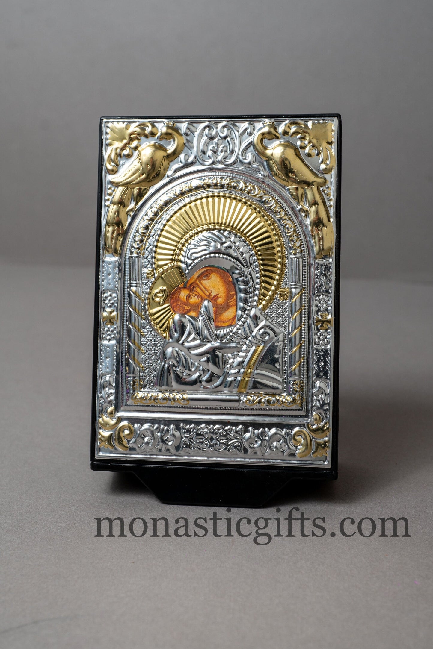 Orthodox Special Box with icon of Mother of God and Myrrh oil-incense -Charcoals-amulet-empty Glass for Holy water A perfect idea for Gift