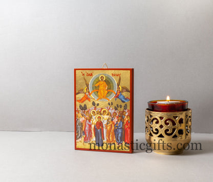 Jesus Christ Ascension,Ascension of Jesus into Heaven,  Byzantine Orthodox Icon on wood plaque, religious gift.