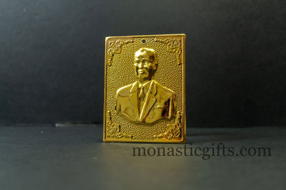 tama votive offering -male head- votive, Gold colored Byzantine Greek Eastern Orthodox Promise Icon, Ex Voto