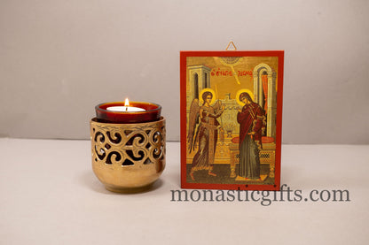 Annunciation of the Blessed Virgin Mary  Greek-Byzantine Orthodox Icon ,Byzantine art wall hanging icon on wood plaque, religious gift