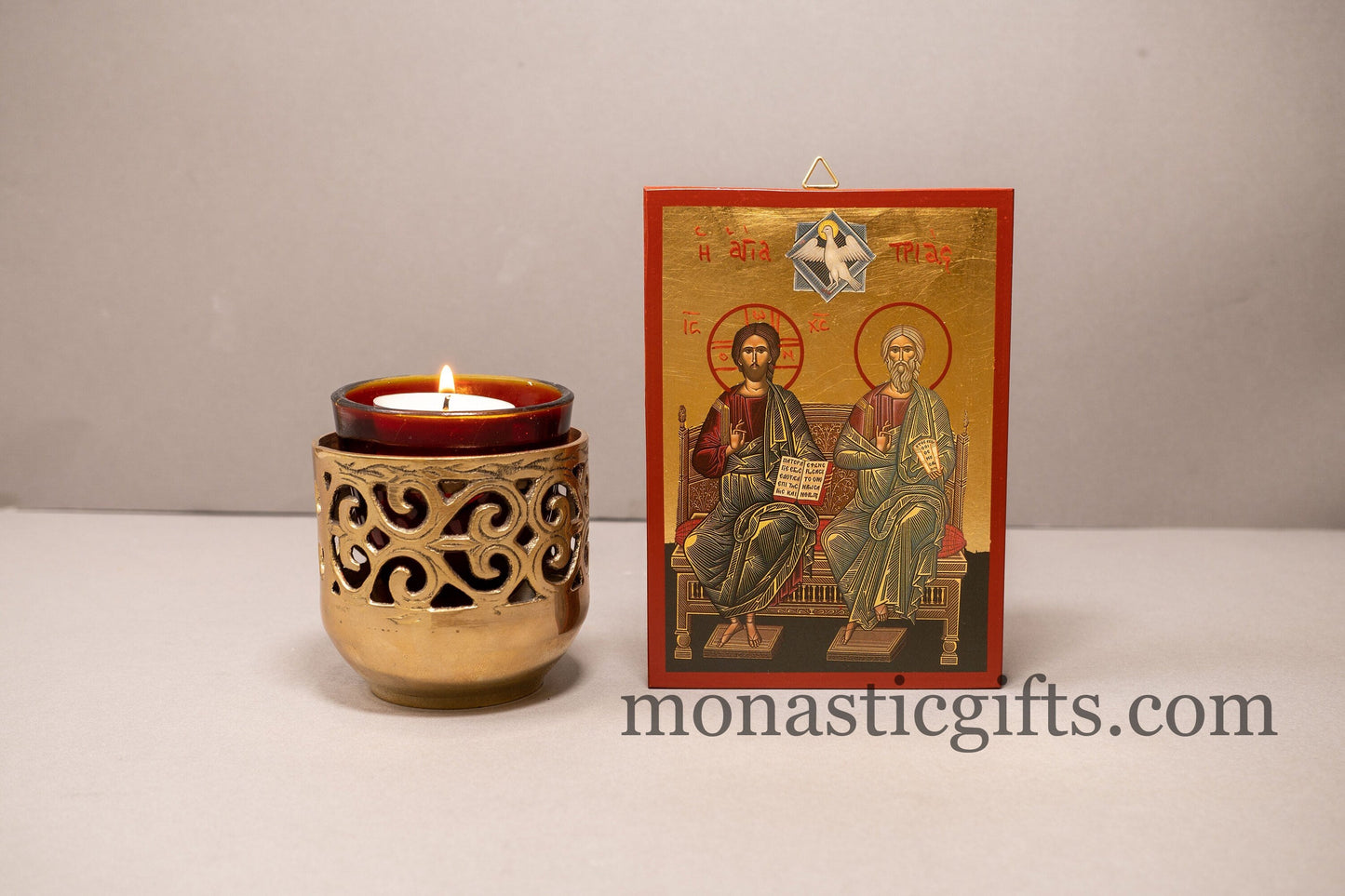 Holy Trinity, Agia Trias Icon  Greek-Byzantine Orthodox Icon ,Byzantine art wall hanging icon on wood plaque, religious gift