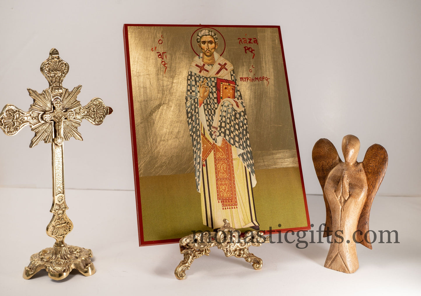 Saint Lazarus icon Greek  Orthodox Icon of Lazarus, Byzantine art wall hanging icon on wood plaque, religious gift