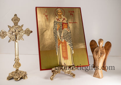 Saint Lazarus icon Greek  Orthodox Icon of Lazarus, Byzantine art wall hanging icon on wood plaque, religious gift