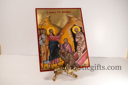 Raising of Lazarus Icon Greek-Byzantine Orthodox Icon ,Byzantine art wall hanging icon on wood plaque, religious gift