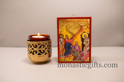 Raising of Lazarus Icon Greek-Byzantine Orthodox Icon ,Byzantine art wall hanging icon on wood plaque, religious gift