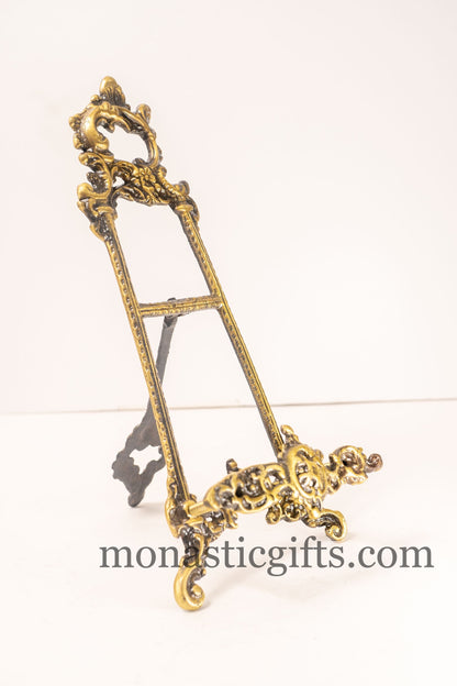 Brass (Antique) display stand adorned with intricate designs,ideal for showcasing icons. Perfect for adding a decorative touch to your home.