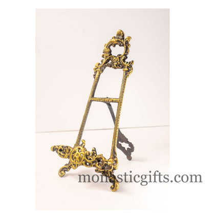 Brass (Antique) display stand adorned with intricate designs,ideal for showcasing icons. Perfect for adding a decorative touch to your home.