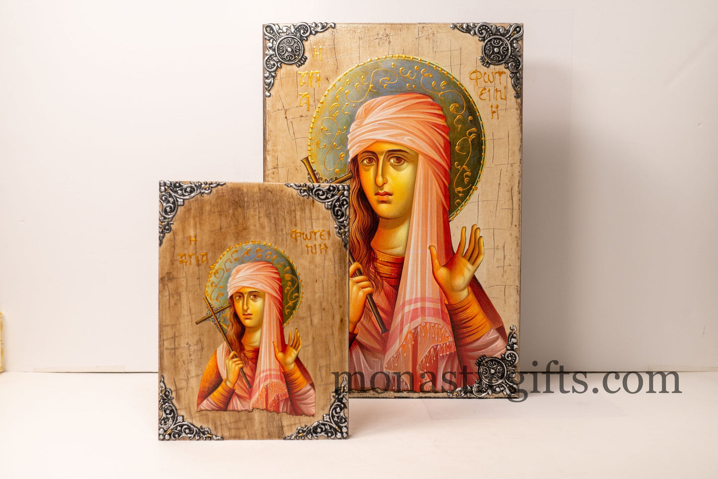 Saint Photini - Samaritan Woman , Orthodox icon , Byzantine icon of our Lord , art wall hanging on wood plaque amazing idea for gift.