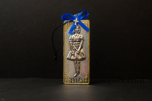 tama votive offering "Girl" votive with painted Golden corners Ribbon and Cross, Byzantine Greek  Eastern Orthodox Promise Icon, Ex Voto