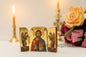 Triptych small  wooden Icon with  the Jesus Christ (Pantocrator) and Archangels, Greek Orthodox Icon , Home Decor,Orthodox Gift