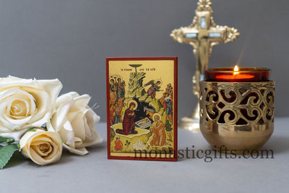 Wooden small  icons with Birth of Jesus Christ and The Baptism ,Byzantine icon , art wall hanging o amazing idea for orthodox gift.