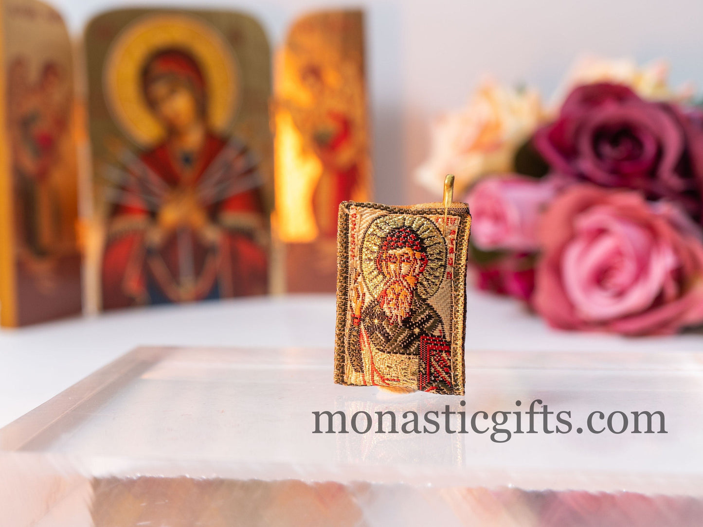 Orthodox Special Amulet with Saint Spyridon and Virgin Mary ,FIlachto ,Filakto ,Filaxto Orthodoxer Orthodox Gift