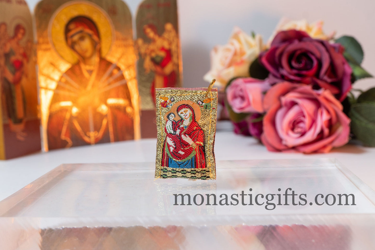 Orthodox Special Amulet Rectangular pendant with Jesus Christ and Mother of God ,FIlachto ,Filakto ,Filaxto Orthodoxer Orthodox Gift