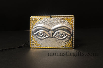 tama votive offering "Eyes" votive with painted Golden corners Ribbon and Cross, Byzantine Greek  Orthodox Promise Icon, Ex Voto