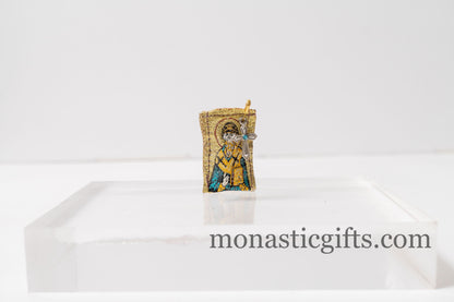 Orthodox Special Amulet Rectangular pendant with Saint Spyridon ,FIlachto ,Filakto ,Filaxto Orthodoxer Glücksbringer