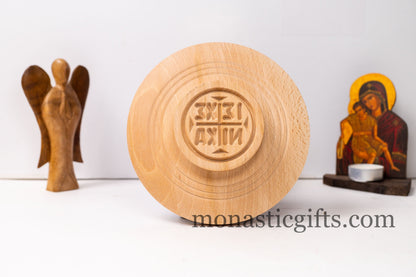 Holy Bread Seal, The Prosphora Seal two sided wooden seal for prosforo with Deep Engrave .2 Dimensions Large And small.