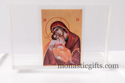 Laminated icon prayer cards with Virgin Mary and the Lord's Prayer from behind , set of 10 Virgin Mary holy cards, pocket size printed icons